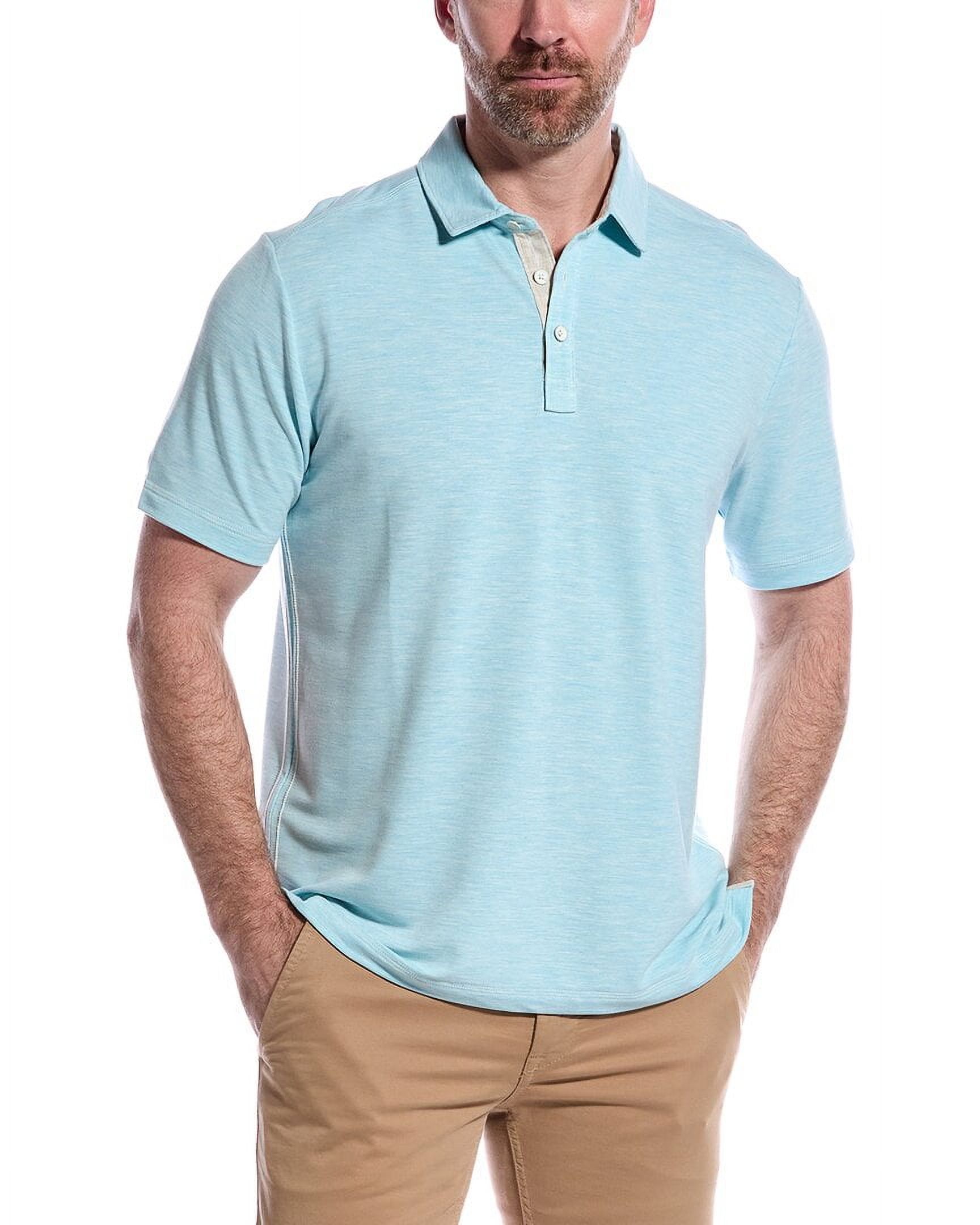 Tommy Bahama Mens Regular fit Short Sleeve Polo Shirt Medium Grey Solid